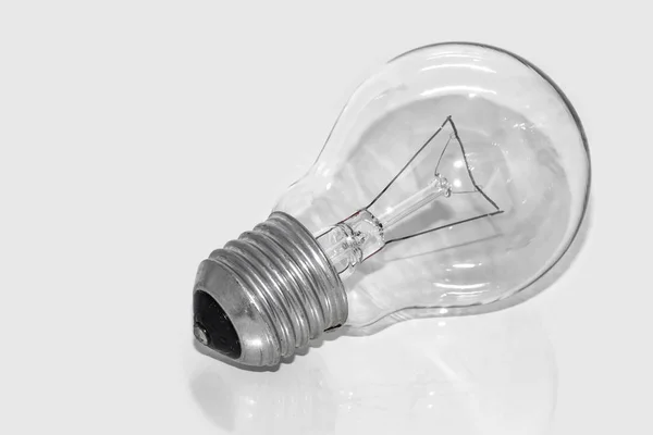 Old Glass Transparent Incandescent Lamp White Background — Stock Photo, Image