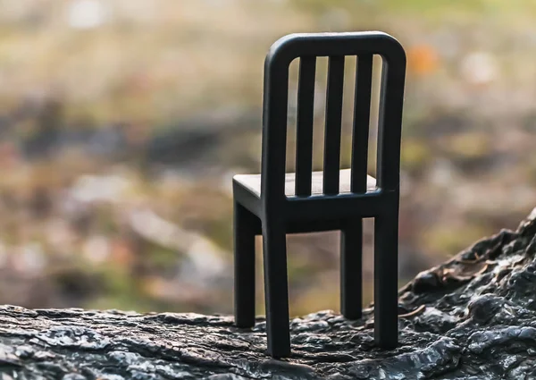 Una Hermosa Silla Plástico Negro Juguete Pequeño Está Sobre Fondo —  Fotos de Stock