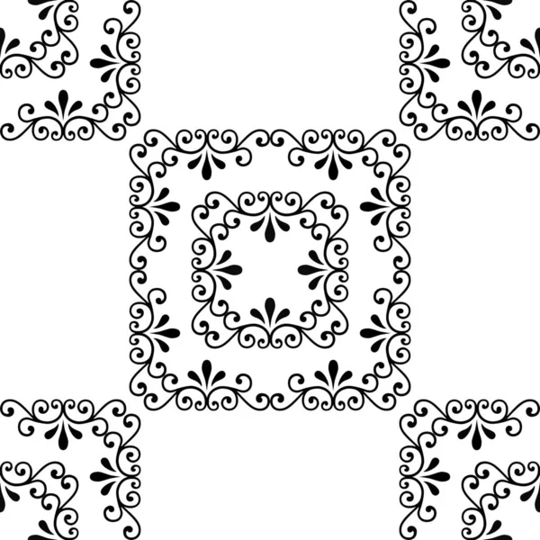 Textura padrão sem costura de flocos de neve quadrados pretos isolados em um fundo branco — Fotografia de Stock