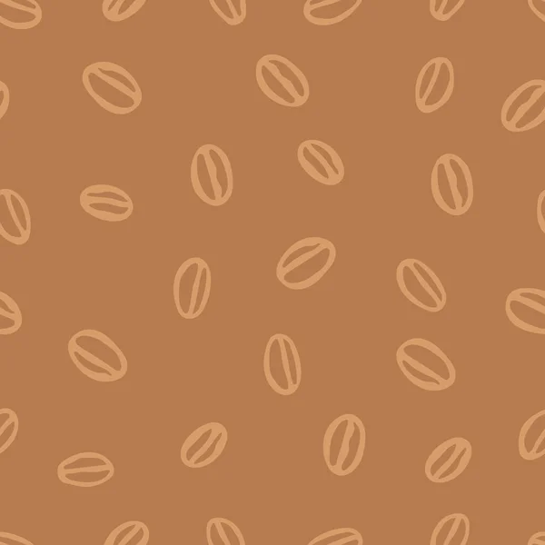 Marrón mano dibujo vector ilustración de un grupo de granos de café está sobre un fondo marrón — Vector de stock