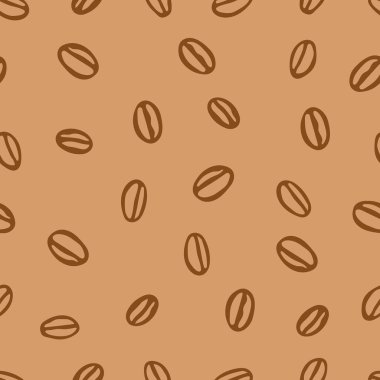 Kahverengi bir el çizimi kahve çekirdekleri grubunun çizimi kahverengi bir arka plandadır.