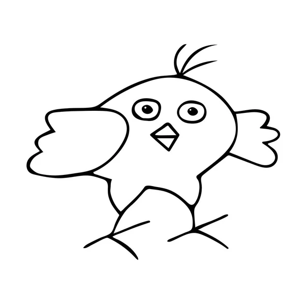 Handgezeichnete schwarze Vektorillustration eines lustigen Huhns auf weißem Hintergrund — Stockvektor