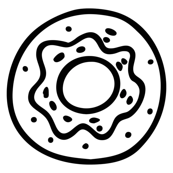 Μαύρη ζωγραφισμένη στο χέρι διανυσματική απεικόνιση ενός στρογγυλού ντόνατ που απομονώνεται σε λευκό φόντο — Διανυσματικό Αρχείο