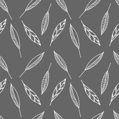 Beyaz karalama yapraklarının vektör çizimi gri arka planda izole, kusursuz desen