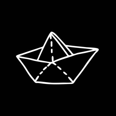 Çocuklar için boyama kitabı için siyah bir arkaplanda izole edilmiş bir origami kağıdından yapılmış güzel bir beyaz vektör çizimi.