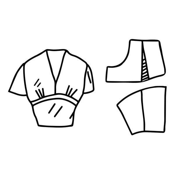 Illustrazione Vettoriale Moda Disegnata Mano Una Camicia Donna Modello Camicetta — Vettoriale Stock