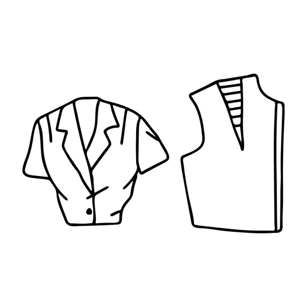 Illustrazione Vettoriale Moda Disegnata Mano Una Camicia Donna Modello Camicetta — Vettoriale Stock