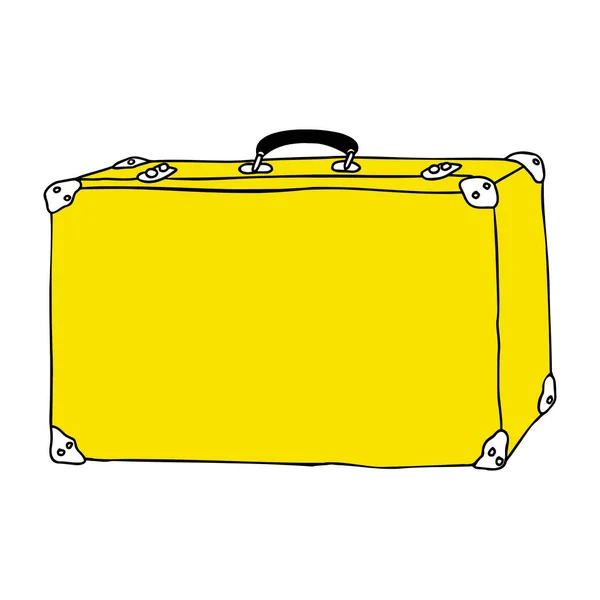 Schöne Handzeichnung farbige Vektor-Koffer für Reisen isoliert auf weißem Hintergrund — Stockvektor