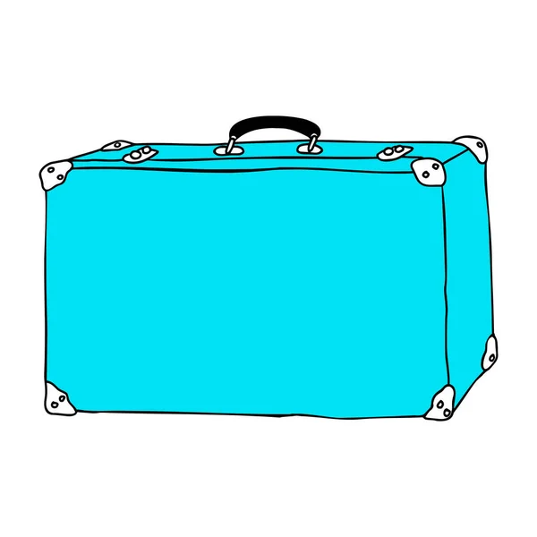 Hermosa mano dibujo vector de color maleta para viajar aislado sobre un fondo blanco — Vector de stock