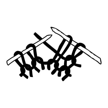 Beyaz bir arka planda izole edilmiş, kızlar ve kadınlar için örgü ören bir bayanın el yapımı moda temsili.