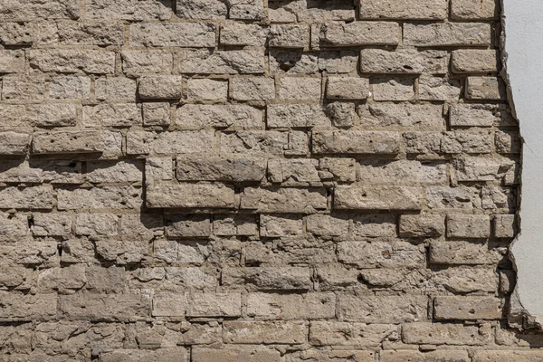 Eine Schöne Horizontale Struktur Eines Teils Einer Alten Orangen Ziegelsteinmauer — Stockfoto