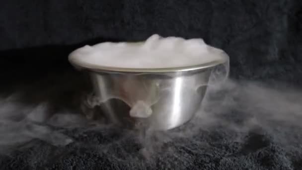 Dry Ice Reverse Carbon Dioxyde Vapor Black Background — Stock Video