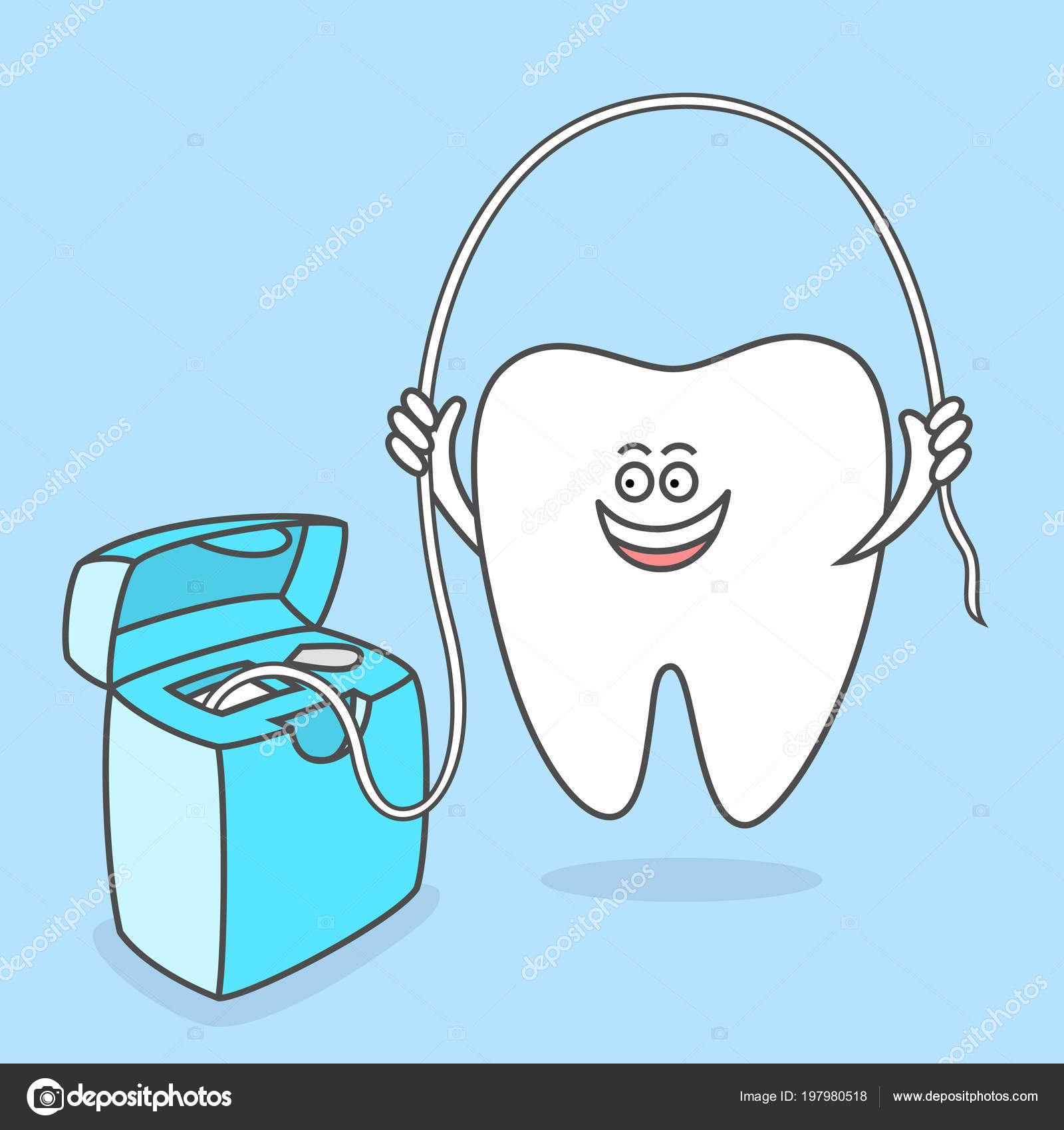 Cartoon Tooth Dental Floss Teeth Care Concept Hygiene Dental Vector Stock  Vector Image by ©Indie-Design #197980518