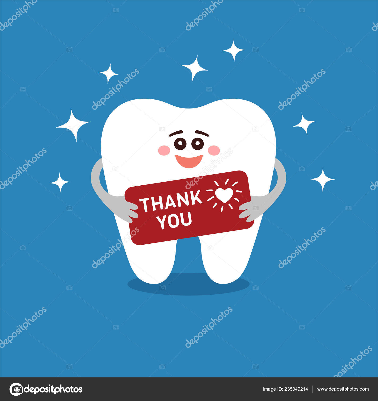 Dental Thank You Card Smiling Cartoon Tooth Keeping Signboard Gratitude Dental Thank You Card Smiling Cartoon Tooth Keeping Signboard Gratitude