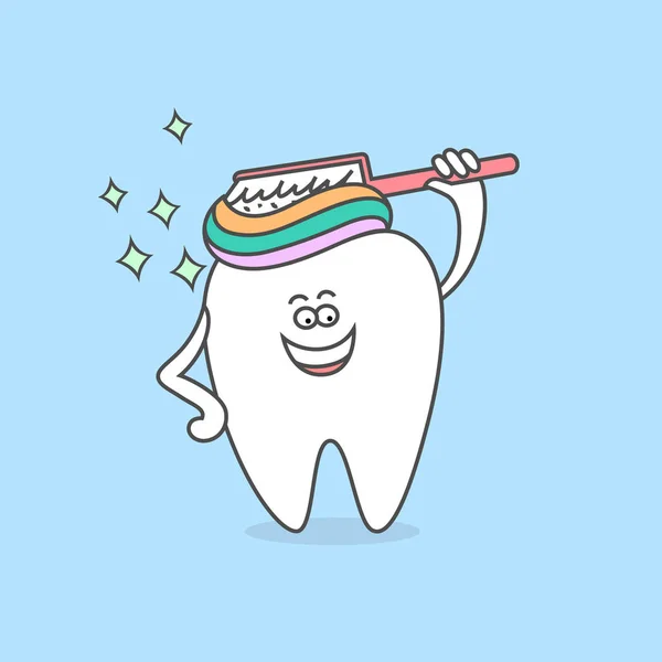 Kreslený Zubů Zubní Pastu Kartáček Zuby Dentální Péče Ústní Hygienu — Stockový vektor