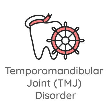 Temporomandibular Eklem Bozukluğu (Tmj). Gemi tekerleği ile diş. Diş simgesi veya illüstrasyon.