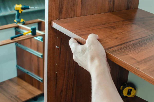 Furniture canopies can be screwed with screws to the closet door, c — Stock Photo, Image