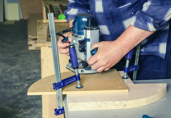 Manual milling machine for processing wooden parts — Stock Photo, Image