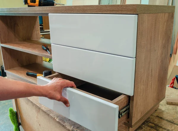 Assembly of furniture in the carpentry workshop