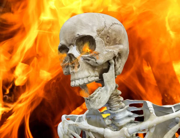 Close Skeleton Fire Background — Stock Photo, Image