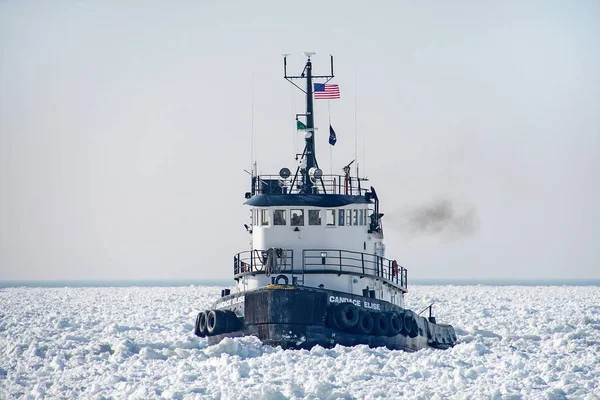 Candace Elise Tugboat Frozen Lake Michigan Harbor Holland Michigan — Stock Photo, Image