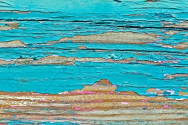 yakın çekim veya soyulması pembe ve turkuaz boya üzerinde ahşap yıpranmış