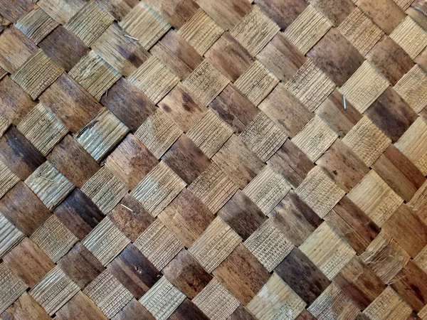 Close Brown Wooden Basket Weave Pattern — Stock Photo, Image