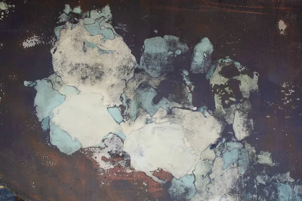 Grungy Peeling Blaue Farbe Auf Rostiger Metalloberfläche — Stockfoto