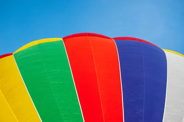 Close Colorful Striped Inflated Hot Air Balloon Blue Sky Background — Stock Photo, Image