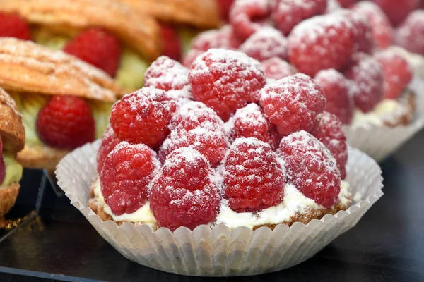 Primer Plano Tarta Frambuesa Roja Panadería — Foto de Stock