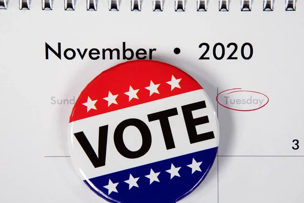 Закрытие Кнопки Патриотической Кампании Ноябрь 2020 Календарь — стоковое фото