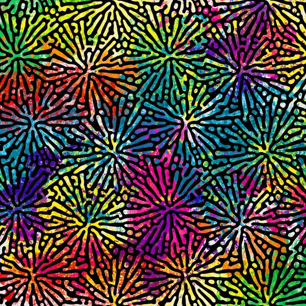 彩色迷幻霓虹灯抽象星暴图案 — 图库照片