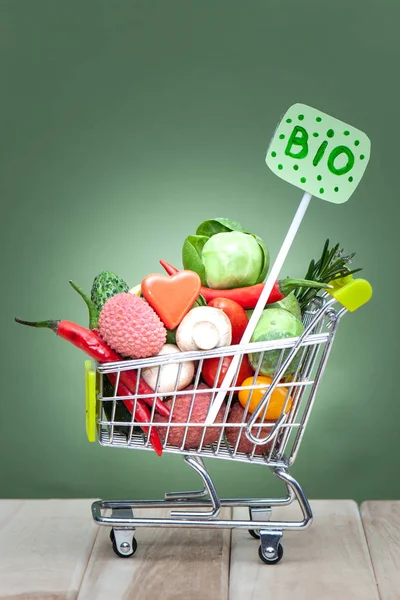 Vegetarian , vegan  food , Lose weight. Shopping  concept .  Sho