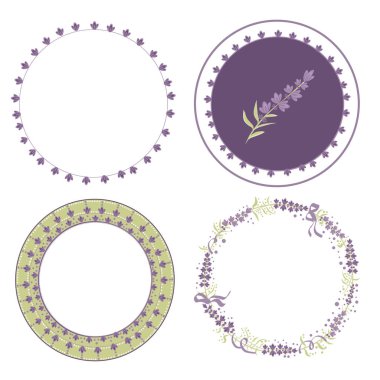 Provence tarzında vektör lavanta çelenk tasarımı için ayarla,