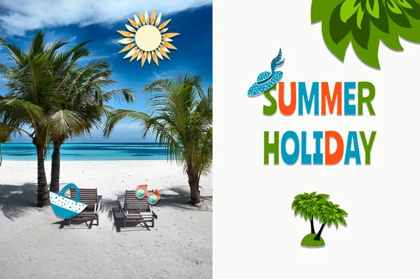 Postcard, poster Summer holidays, beach holidays. — Stock Photo, Image