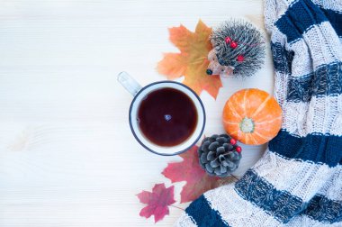 Sonbahar teması nın arka planı. Bir sweate ile rahat arka plan