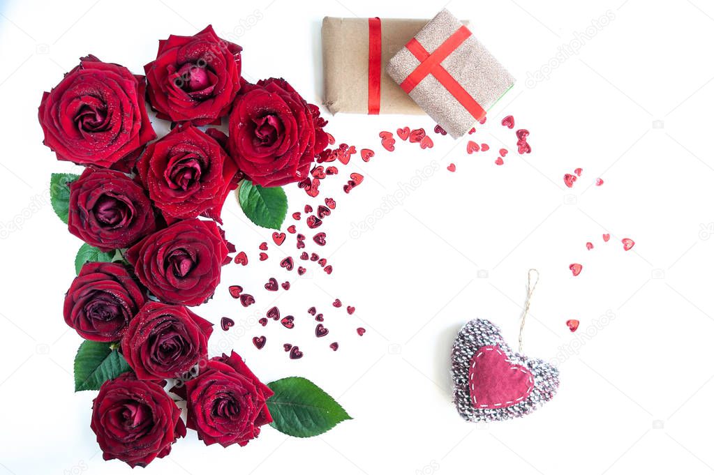 Flat Lay Background, flower pattern, Valentine's Day, the theme 