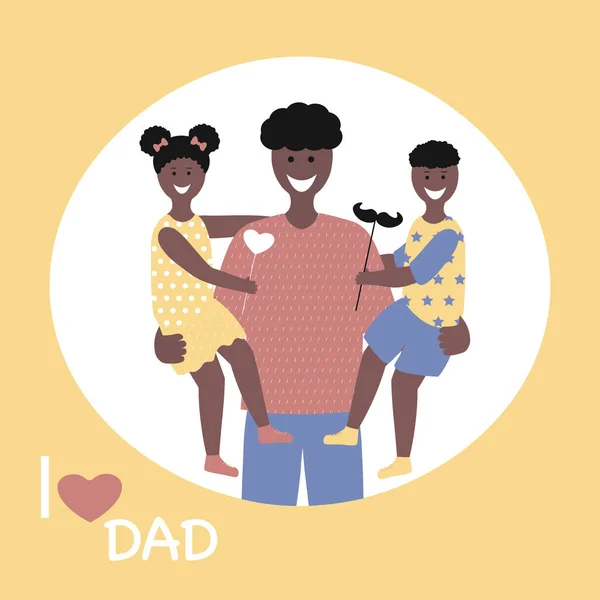 아버지의 팜플렛 포스터 형태로 사랑의 아버지와 아버지의 컨셉트 아프리카 미국인 — 스톡 벡터
