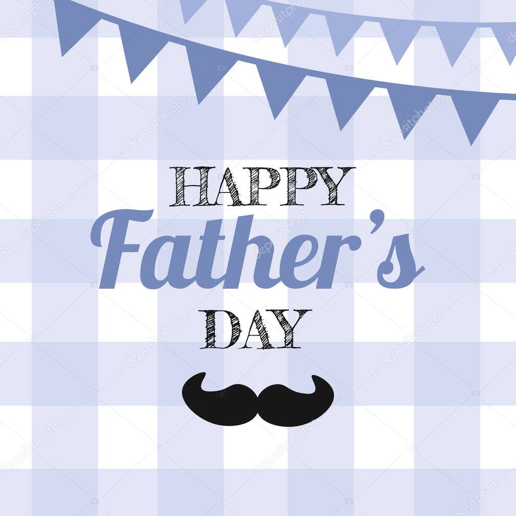  Father's day Greeting Card, brochures, poster or banner in flat style in blue colour. Vector  Fathers day Concept, blue cell background and the inscription happy father's day