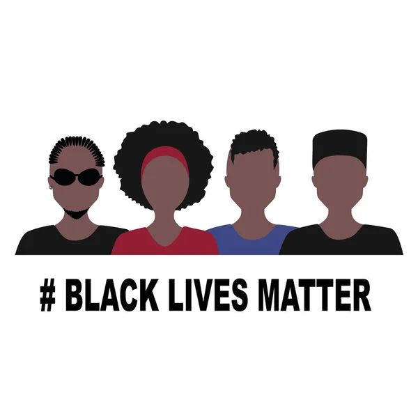 黒人は物質を生き 私は概念を呼吸できない ベクトルイラスト 若いアフリカ系アメリカ人男性と人種差別に対する女性 抗議のバナーやアメリカの黒人の人権についてのポスター — ストックベクタ