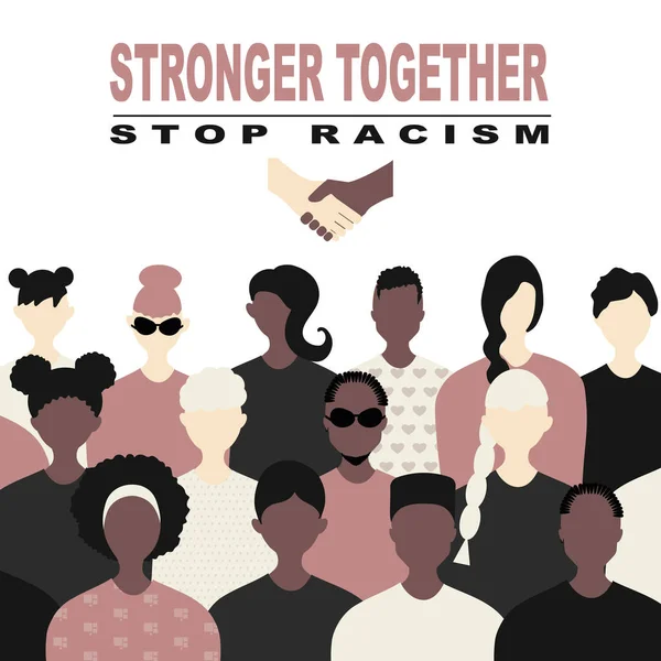 人種主義とより強い概念を阻止する アメリカにおける黒人の人権についての人種差別に反対するBlm ブラックライフ問題 アフリカ系アメリカ人と白人 抗議の旗とポスター — ストックベクタ