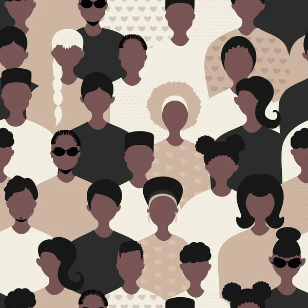 Stop racism and stronger together seamless pattern. BLM, Black lives matter,  African Americans and white people against racism, protest banners and posters about Human Right of Black People in US