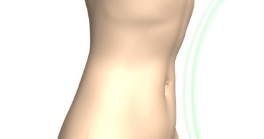 Mükemmel fit vücut kavram. Güçlü kasları karın. Kadın ince bel 3d render illüstrasyon.