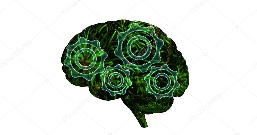 Brain mechanism. Render illustration isolated on white background.