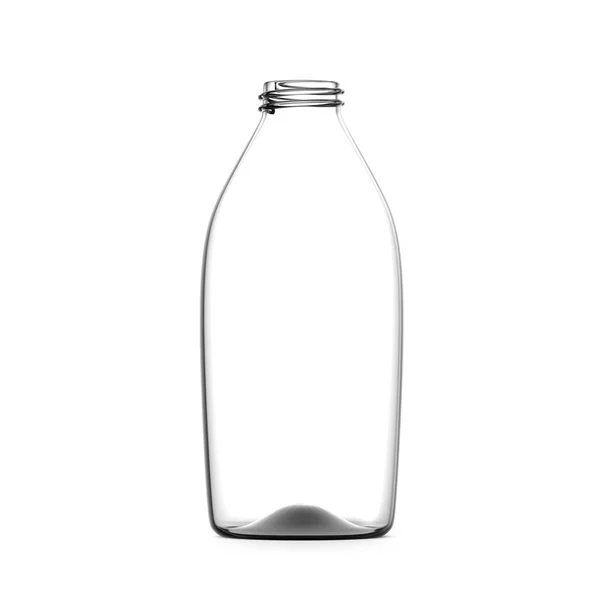 Botella Vacía Vidrio Aislada Sobre Fondo Blanco Realista Render Maqueta — Foto de Stock