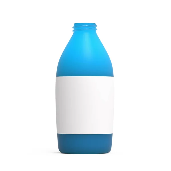 Botella Azul Plástico Aislada Sobre Fondo Blanco Realista Render Maqueta — Foto de Stock