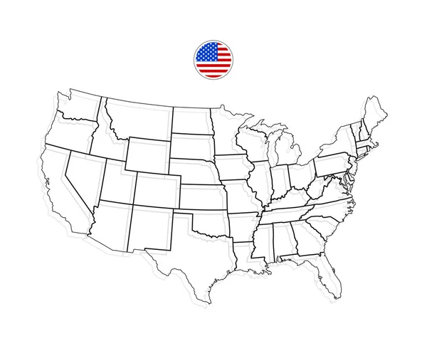 Mapa Estados Unidos América Aislado Sobre Fondo Blanco Usa Vector — Vector de stock