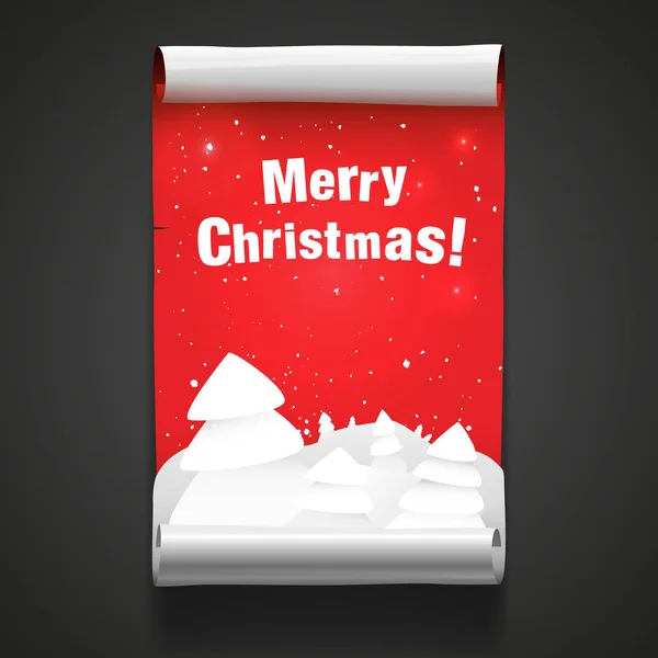 Feliz Cartel Navidad Con Ilustración Vector Bosque Nieve Árbol Navidad — Vector de stock
