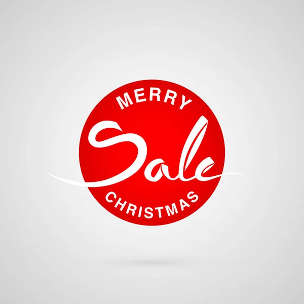 Feliz Navidad Venta Rojo Blanco Emblema Caligrafía Letras Logo Redondo — Vector de stock