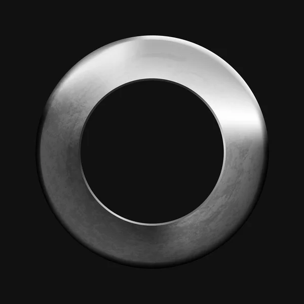 Soyut boş metal yüzük, düğme şablonu, Kullanıcı arabirimleri, uygulama için gerçekçi metalik hoop arka plan. Krom, gümüş, çelik, demir, alüminyum doku. Vektör çizim.
